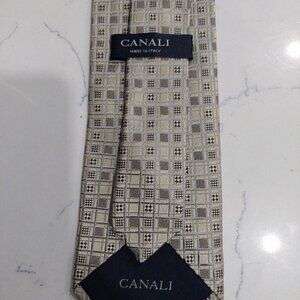 Canali Men's Necktie Made in Italy 100% Silk Geometric Squares 3.75"